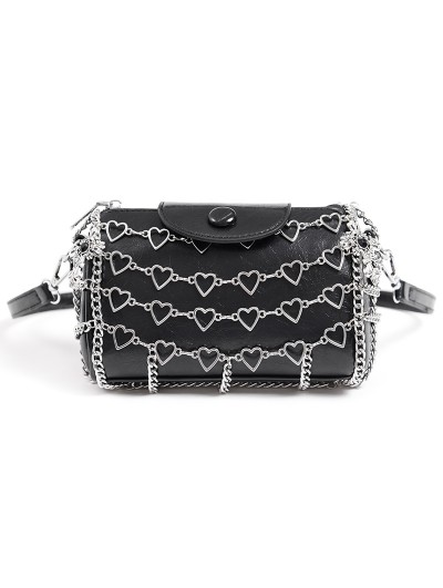 Devil Fashion Black Gothic Punk Heart Chain Strap Crossbody Shoulder Bag