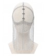 Devil Fashion Gothic Punk Silver Cross Skull Face Chain Tassel Headdress