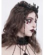 Devil Fashion Black Gothic Bead Chain Tassel Crown Headdress