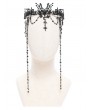 Devil Fashion Black Gothic Bead Chain Tassel Crown Headdress