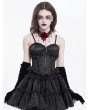 Devil Fashion Black Gothic Lace Applique Ruffle Overbust Corset Top for Women
