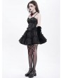 Devil Fashion Black Gothic Lace Applique Ruffle Overbust Corset Top for Women
