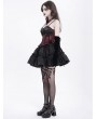 Devil Fashion Red Gothic Lace Applique Ruffle Overbust Corset Top for Women