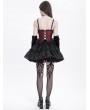 Devil Fashion Red Gothic Lace Applique Ruffle Overbust Corset Top for Women