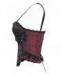 Devil Fashion Red Gothic Lace Applique Ruffle Overbust Corset Top for Women