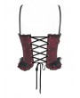 Devil Fashion Red Gothic Lace Applique Ruffle Overbust Corset Top for Women