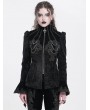 Devil Fashion Black Gothic Velvet Retro Pattern Lace Applique Fitted Jacket for Women