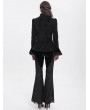 Devil Fashion Black Gothic Velvet Retro Pattern Lace Applique Fitted Jacket for Women