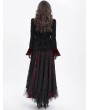 Devil Fashion Red Gothic Retro Embroidered Lace Applique Fitted Jacket for Women