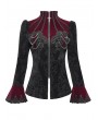 Devil Fashion Red Gothic Retro Embroidered Lace Applique Fitted Jacket for Women