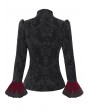 Devil Fashion Red Gothic Retro Embroidered Lace Applique Fitted Jacket for Women
