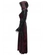 Devil Fashion Red Gothic Velvet Hollow Out Flared Sleeve Hooded Long Coat for Women
