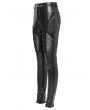 Devil Fashion Black Gothic Punk Mesh Chain Synthetic Leather Pants for Women