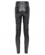 Devil Fashion Black Gothic Punk Hollow Out Lace-Up Synthetic Leather Pants for Women