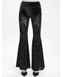 Devil Fashion Black Gothic Retro Sexy Velvet Lace Applique Flared Pants for Women