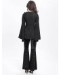Devil Fashion Black Gothic Retro Sexy Velvet Lace Applique Flared Pants for Women