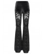 Devil Fashion Black Gothic Retro Sexy Velvet Lace Applique Flared Pants for Women