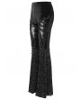 Devil Fashion Black Gothic Retro Sexy Velvet Lace Applique Flared Pants for Women