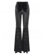 Devil Fashion Black Gothic Retro Sexy Velvet Lace Applique Flared Pants for Women