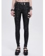 Devil Fashion Black Gothic Punk Skull Rivet Cutout Buckle Skinny Pants for Women