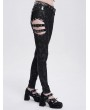 Devil Fashion Black Gothic Punk Skull Rivet Cutout Buckle Skinny Pants for Women