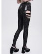 Devil Fashion Black Gothic Punk Skull Rivet Cutout Buckle Skinny Pants for Women