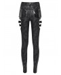 Devil Fashion Black Gothic Punk Skull Rivet Cutout Buckle Skinny Pants for Women