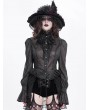 Devil Fashion Black Retro Gothic Sexy Long Sleeve Ruffle Shirt for Women