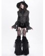 Devil Fashion Black Retro Gothic Sexy Long Sleeve Ruffle Shirt for Women
