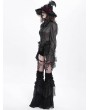 Devil Fashion Black Retro Gothic Sexy Long Sleeve Ruffle Shirt for Women