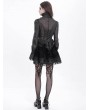 Devil Fashion Black Retro Gothic Sexy Long Sleeve Ruffle Shirt for Women