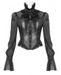 Devil Fashion Black Retro Gothic Sexy Long Sleeve Ruffle Shirt for Women