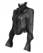 Devil Fashion Black Retro Gothic Sexy Long Sleeve Ruffle Shirt for Women