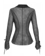 Devil Fashion Grey Gothic Sheer Lace-Up Lapel Shirt for Women