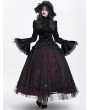 Devil Fashion Black Retro Gothic Velvet Long Sleeve Blouse for Women