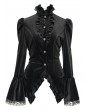 Devil Fashion Black Retro Gothic Velvet Long Sleeve Blouse for Women