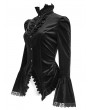 Devil Fashion Black Retro Gothic Velvet Long Sleeve Blouse for Women