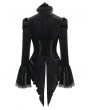 Devil Fashion Black Retro Gothic Velvet Long Sleeve Blouse for Women