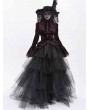 Devil Fashion Red Retro Gothic Velvet Long Sleeve Blouse for Women