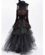 Devil Fashion Red Retro Gothic Velvet Long Sleeve Blouse for Women
