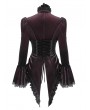 Devil Fashion Red Retro Gothic Velvet Long Sleeve Blouse for Women