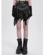 Devil Fashion Black Gothic Punk O-Ring Irregular Spliced Pleated Mini Skirt