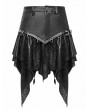 Devil Fashion Black Gothic Punk O-Ring Irregular Spliced Pleated Mini Skirt