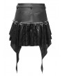 Devil Fashion Black Gothic Punk O-Ring Irregular Spliced Pleated Mini Skirt