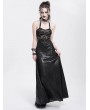Devil Fashion Black Sexy Gothic Punk Chain Halter Neck Tie Back Maxi Dress