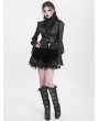 Devil Fashion Black Gothic Cross Velvet Splicing Fringe Short Skirt