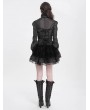 Devil Fashion Black Gothic Cross Velvet Splicing Fringe Short Skirt