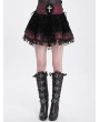 Devil Fashion Red Gothic Cross Velvet Splicing Fringe Short Skirt