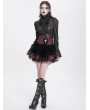 Devil Fashion Red Gothic Cross Velvet Splicing Fringe Short Skirt
