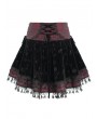 Devil Fashion Red Gothic Cross Velvet Splicing Fringe Short Skirt